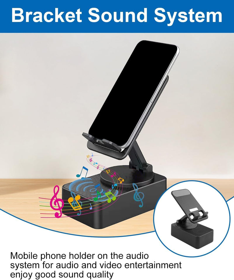 Induction Speaker Stand, 3 in 1 Foldable Cell Phone with Induction Speaker/Atmosphere Light/Anti-Slip Base, Audio Stand with 360 Rotation Foldable Dock