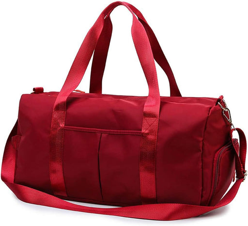 KARRESLY Travel Sports Gym Bag for Women or Men with Wet Pocket and Shoes Compartment for Training Swim Yoga(Black), Black, free size - Red