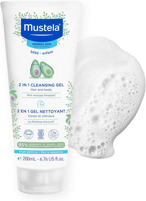 Baby 2-in-1 Cleansing Gel - Baby Body & Hair Cleanser - with Natural Avocado - Biodegradable Formula & Tear-Free - 200ml - Pack of 1