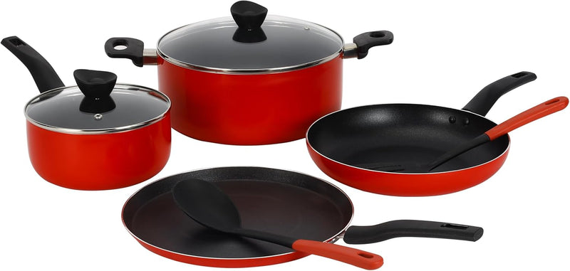 Delcasa 8Pc Nonstick Cookware Set Casserole+ Lid, Sauce pan+ Lid, Frypan, Dosa Tawa, 2pcs nylon tool