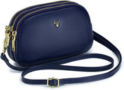 Small Crossbody Bags Genuine Leather Shoulder Handbags Trendy Design Cellphone Purses for Women and Girls - A-blue