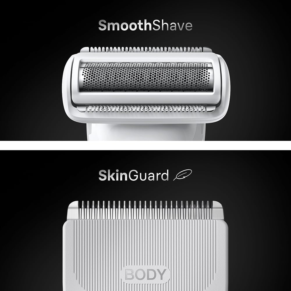Braun Series 7 Body Groomer for Men, Body, Chest, Armpits, legs & Pubic Hair Trimmer with Smartlight & SkinGuard, 8-in-1 Grooming Kit, Waterproof with 6 Attachments, 100-Min Runtime, BG7550 Grey