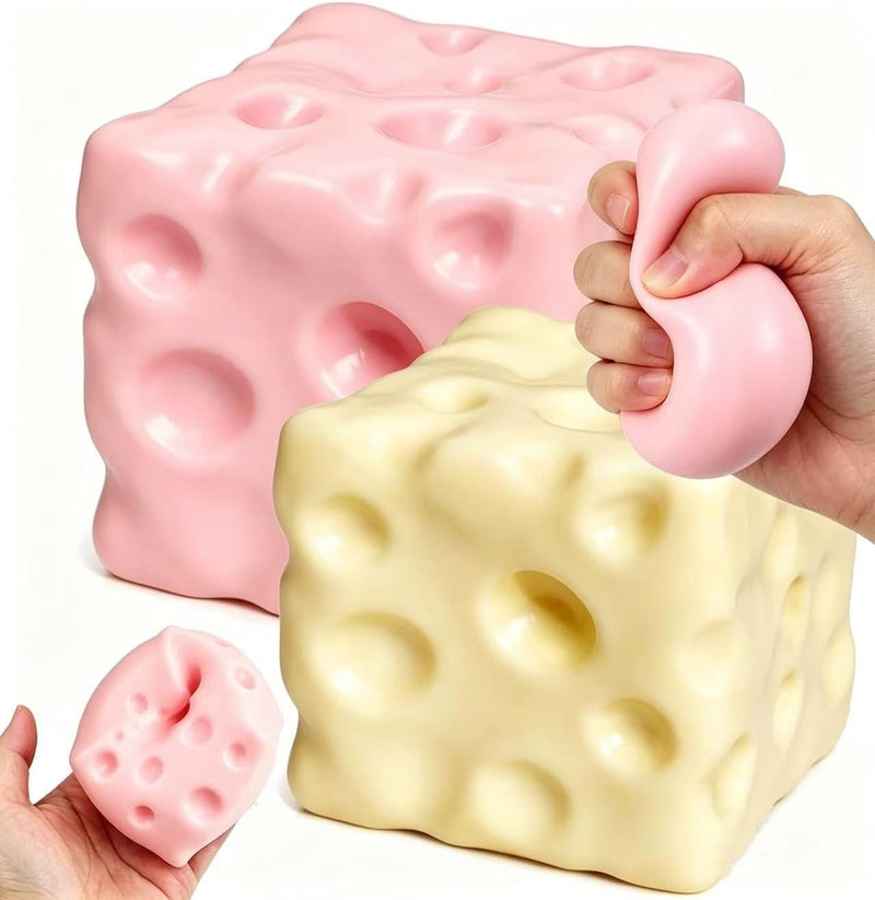 SLEEPHEAD 2Pcs Pink+Yellow Cheese Squishy 7cm, Cheese Squeeze Block, Cheese Squishy Slow Rising Foam Stress Relief Squeeze, Soft Novelty Rising Sensory Cheese Stress & Anxiety Relief Fidget Toys