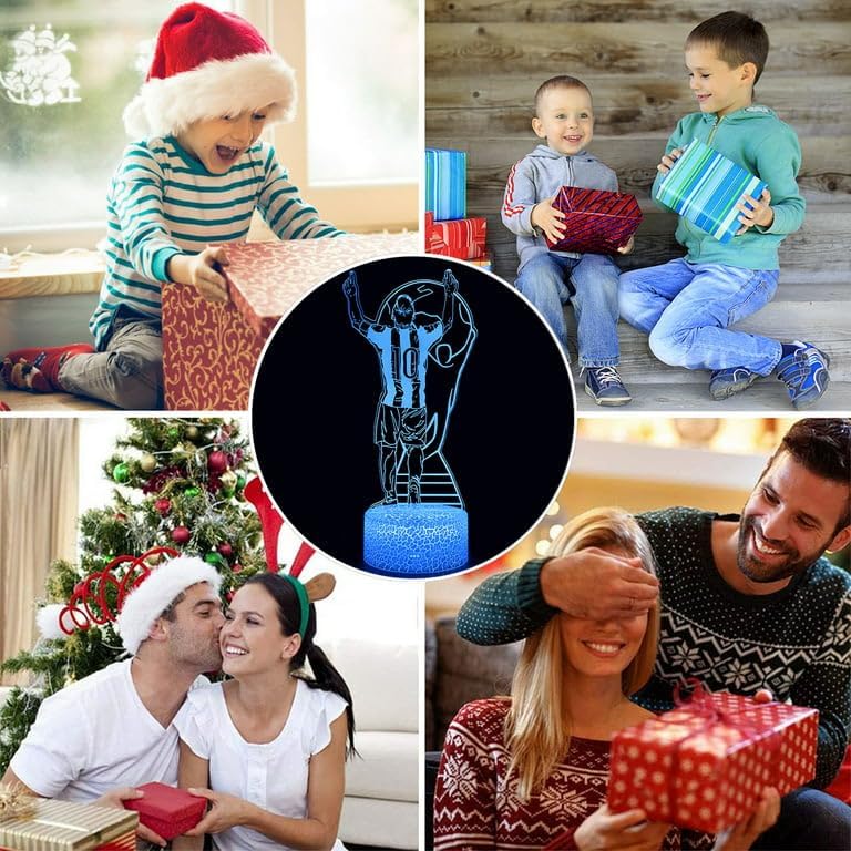 Football Soccer Player Figurine Lamp, 16 Colors Changing with Remote Control Soccer Room Decor Night Light, Sports Gifts for Messi Fan Boys Men Birthday althiqahkey
