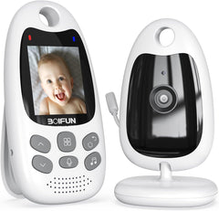 BOIFUN Video Baby Monitor with Camera, Two-way Audio, No WiFi, VOX Mode, Night Vision, 2-inch Screen Battery Powered, 8 Lullabies, Feeding Reminder, Smart Temperature, Elder/Pet, Wireless, Portable
