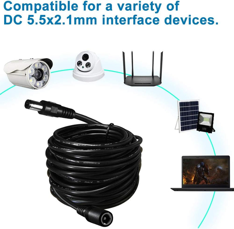 Dc Power Extension Cable,5.5mm x 2.1mm 12v Extension Cord 10FT Security Camera Cable DC Male to Female Extender Wire for CCTV IP Indoor Camera Dvr Standalone LED Strip,DC Supply Adapter