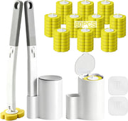 2 Pack Disposable Toilet Brush and Holder Set,Extended Handle with 60 Cleaner Refills Toilet Brush for Toilet Bowl Cleaners,Bathroom Cleaning, Bathtub -PurpleLavender Flavor - Yellow