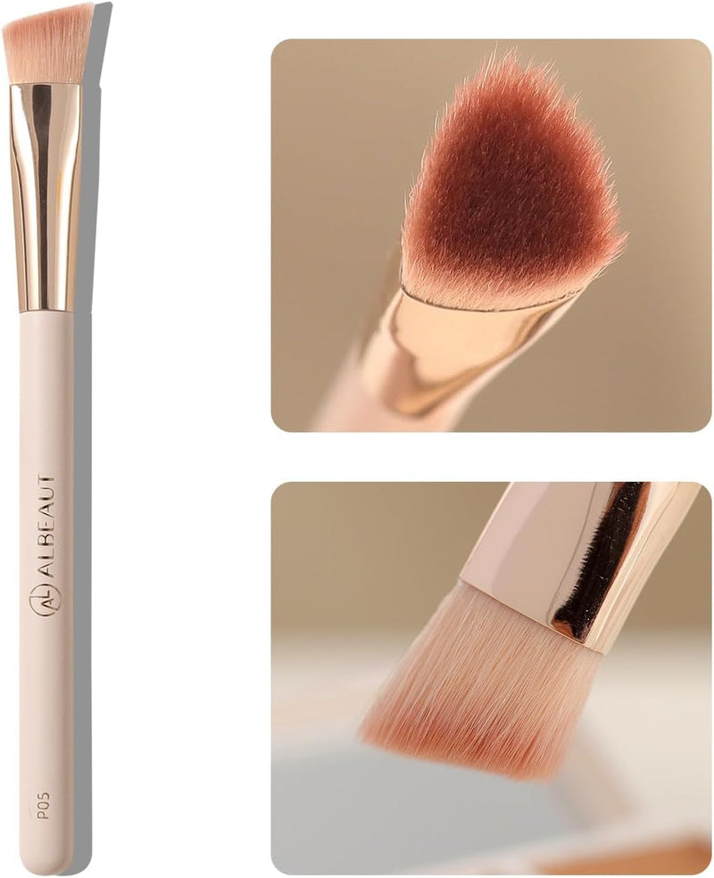 ALBEAUT Liquid Blush Brush Angled for Cheek Makeup,Cream Foundation Contour Bronzer highlight Blending, Angled Face Makeup Tool (Multitask Face Brush)