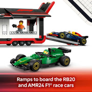 City F1 Truck with RB20 & AMR24 F1 Cars 60445 Car Transporter Toy, 2 Drivers & Race Simulator, Formula 1 Set, Gift for 8+ Year Old Boys & Girls, 1,086 Pieces