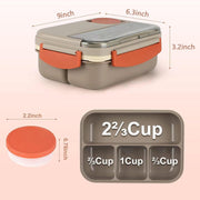 Aputue Bento Lunch Box, 4-Compartment Food Container, 1300ML Large Capacity, Leakproof, Microwave Dishwasher Safe, Reusable Durable Meal Prep Container with Utensils Dressing Cup, for Office School