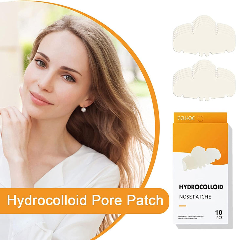 Nose Strip, Pimple Patche, Nose Sticker, Mighty Patch, Zits Strip, Hydrocolloid Patche, for Nose Pore, Zit, and Oil, Dermatologist, Approved Overnight Pore Strips to Absorb Acne Nose Gunk (10 Pcs)