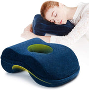 WOWSEA Soft Nap Donut Pillow, Ergonomic Memory Cotton Wedge Pillow for Sleeping, Slow Rebound Desk Nap Pillow (Slightly Hard) for Slender Ladies & Teenagers, Comfortable Washable Velvet Cover