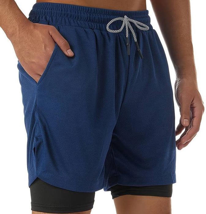 VITION Gym Shorts for Men, Men's Activewear Running Shorts,Drawstring Gym Shorts Men, 2 Layer Loose Athletic Shorts with 4 Pockets