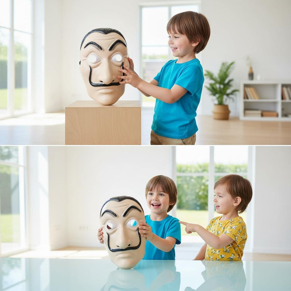 ZAIN Halloween Money Heist Plastic Mask, Scary Grimace Dali Mask, Full Face, Unisex Adult, PP Material, 25.5cm x 16cm
