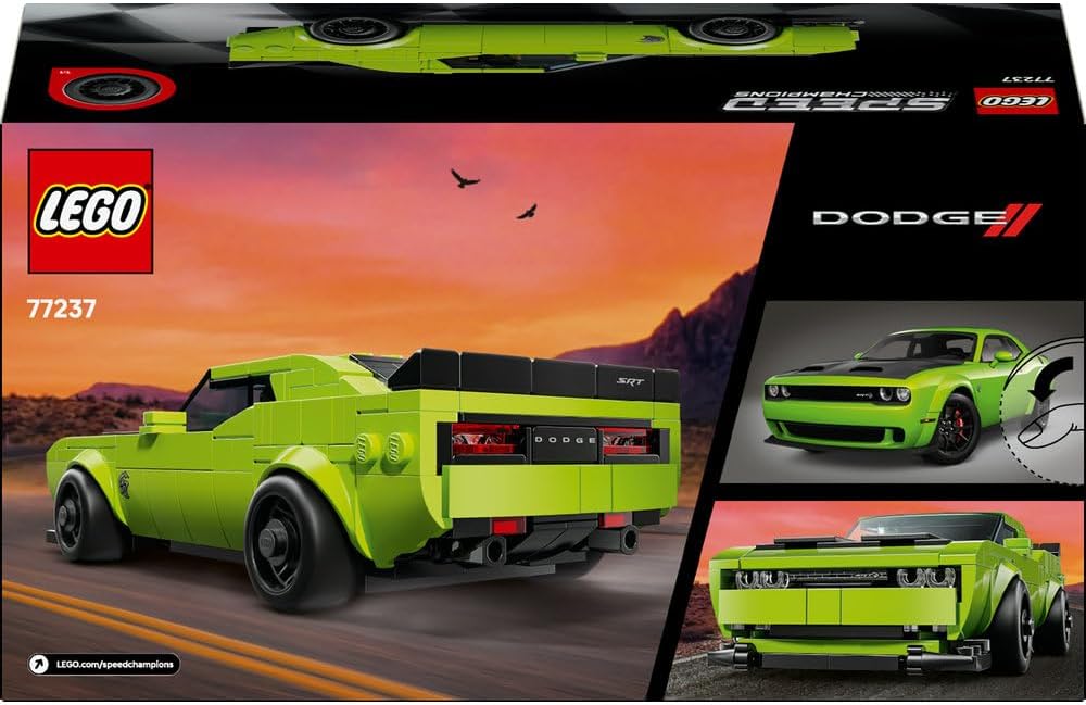 Speed Champions Dodge Challenger SRT Hellcat Sports Car Toy - Car Model Kit with a Driver Minifigure - Birthday Gift for 9+ Year Old Boys - 77237