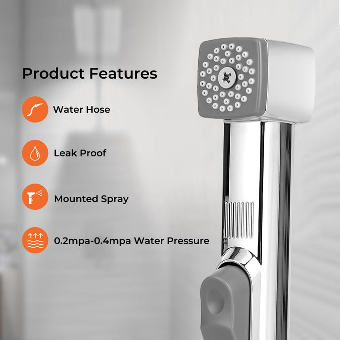 Geepas Hand Held Toilet Bidet Sprayer | Personal Hygiene Bathroom Bidet Tap Spray, Shattaf Toilet Cleaning Faucet | Water Hose & Mounted Sprayer Holder Included, Bidet Toilet Spray