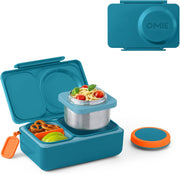 OmieBox UP bento box for kids Insulated lunch box Leak proof thermos food jar Cooler ice pack 2 Compartments (Teal Green) - Teal Green OMIEBOX UP (AGE 9+ Years old)