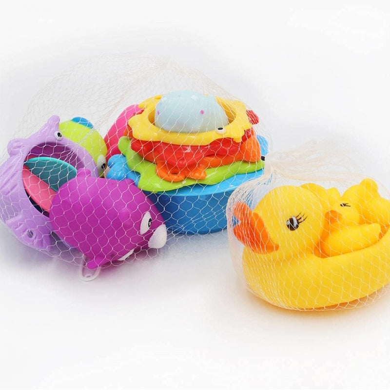 Baby Bathing Toys Rubber Float Squeeze Sound Wash Bath Swim Dive Play Animals Toy Water Tub Toys,10Pcs Marine Animal Toys for Baby Bath,Bath Toys
