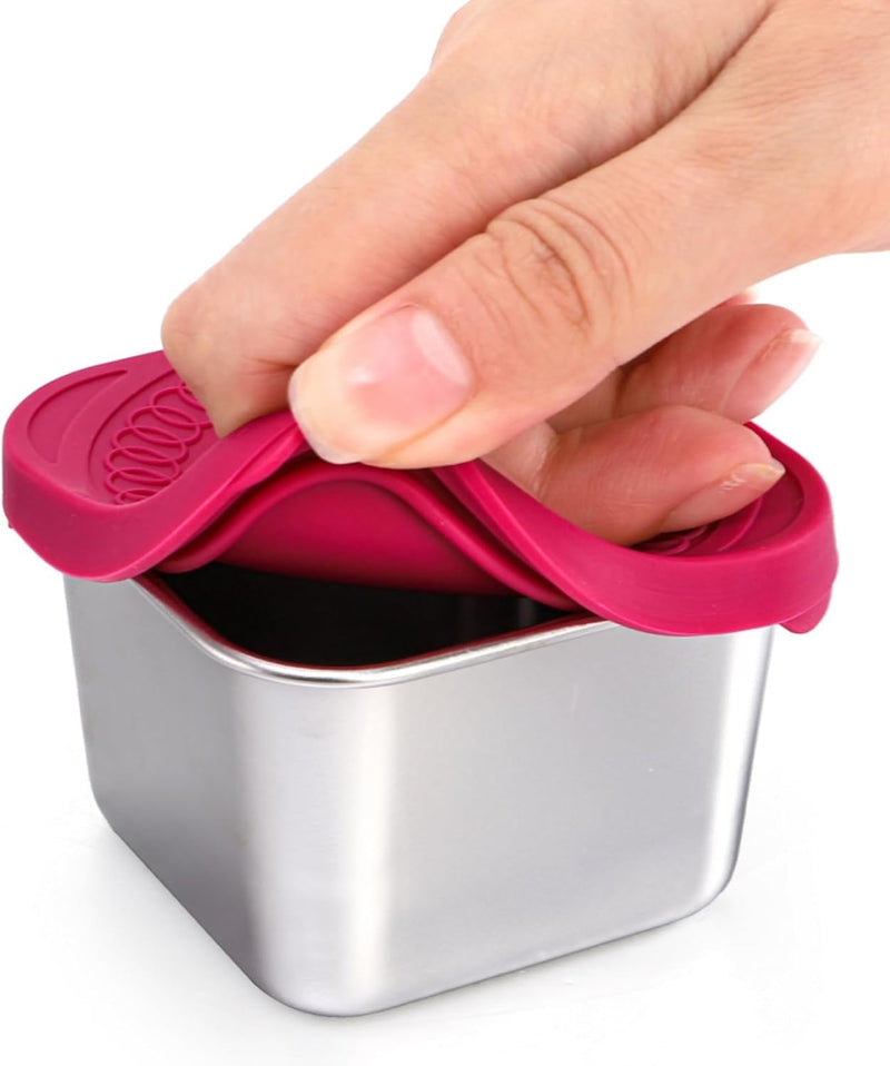 6 Pack Stainless Steel Snack Containers for Kids, 6 OZ Leakproof Metal Lunch Box with Silicone Lids, Small Salad Dressing Container To Go for Sauce Dip, Daycare School Travel Picnics