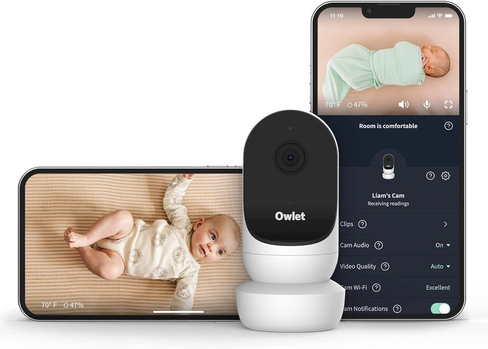 Owlet Cam 2 - Smart Baby Monitor Camera - Stream Secure HD Video and Audio with Night Vision, 4X Zoom, Wide Angle View and Sound, Motion and Cry Notifications - White