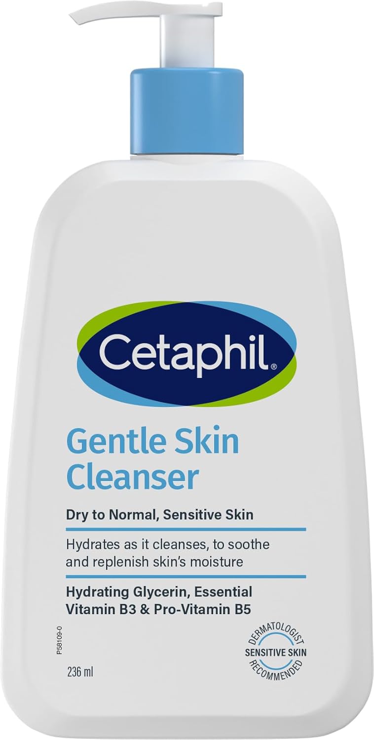 Gentle Hydrating Skin Cleanser Face & Body Men & Women Dry to Normal and Sensitive Skin Glycerin, Panthenol & Niacinamide Unscented Soap Free 236ml Dermatologist Recommended - 236ml