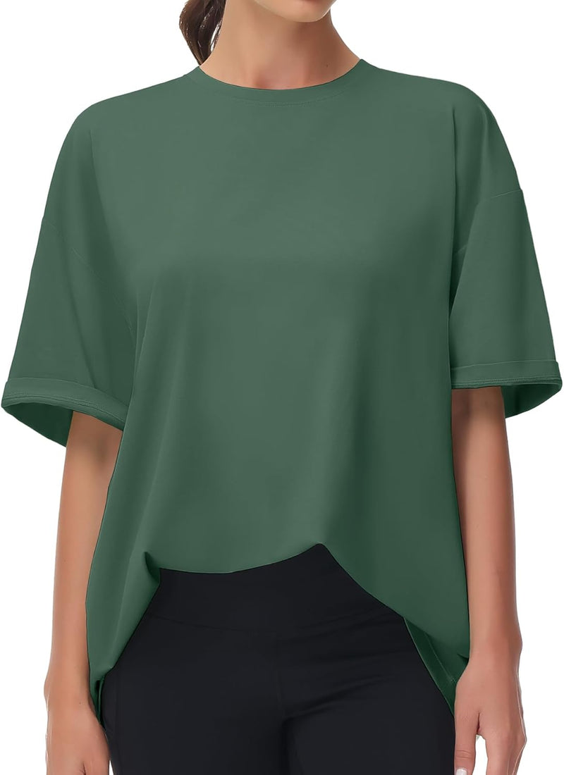 THE GYM PEOPLE Women's Casual Oversized T-Shirts Summer Crewneck Short Sleeve Workout Basic Tee Tops