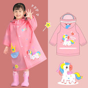 Kids Raincoat, Boys Girls Rain Jacket Hooded Poncho Waterproof Coat Outdoor Sports Cute and Fun Animal Print