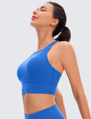 CRZ YOGA Womens Butterluxe Strappy High Neck Longline Sports Bra - Padded Criss Cross Back Workout Sports Bras Crop Tank Top