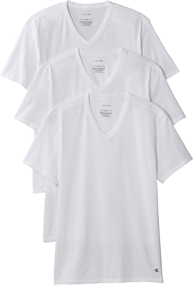 Mens S/S V NECK 3PK Underwear Tops (pack of 3) - WHITE