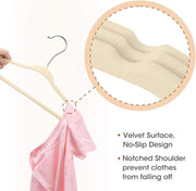 Red Dot Gift® 10-Pack Baby Velvet Hangers - Nursery Clothes Hangers Non Slip Toddler Hangers, 360 Chrome Swivel Hook (White, 28 cm)