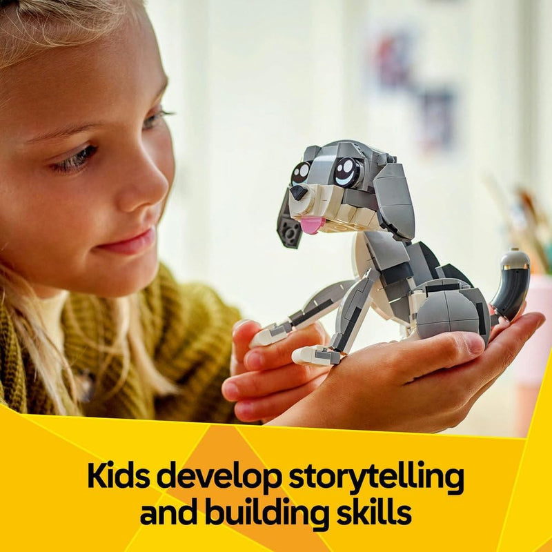 Creator 3in1 Playful Cat 31163 Cat Transforms into a Pigeon or Dog, Animal Figure Toy, Gift for 8+ Year Old Boys & Girls, 407 Pieces