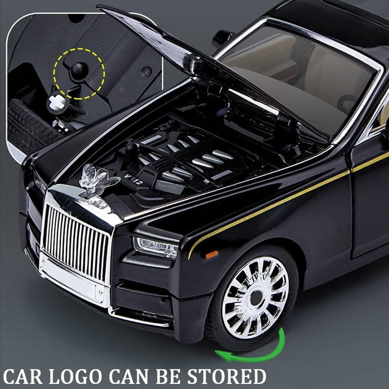 AMERTEER Alloy Rolls Royce Model Car 1:32 Car Model For Rolls-Royce Phantom Car Model Boy Toy Diecast Toy Cars With Sound & Light & 6 Open Doors For Kids Boy Girl Collect Gift SUV Model Car Toy -Black