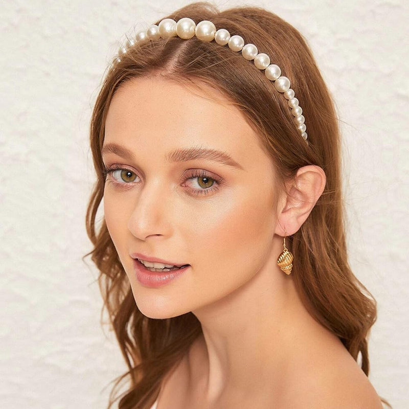 Shining Diva Fashion 4 Pcs Headbands Stylish Pearl Hairbands Hair Accessories Hair Bands for Women Girls (14967hb)