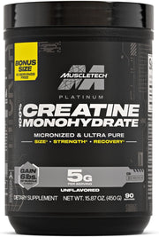 MuscleTech Platinum Creatine Monohydrate Powder Pure Micronized Muscle Recovery + Builder for Men & Women Workout Supplements Unflavored 400 grams 80 servings - Unflavored 450g