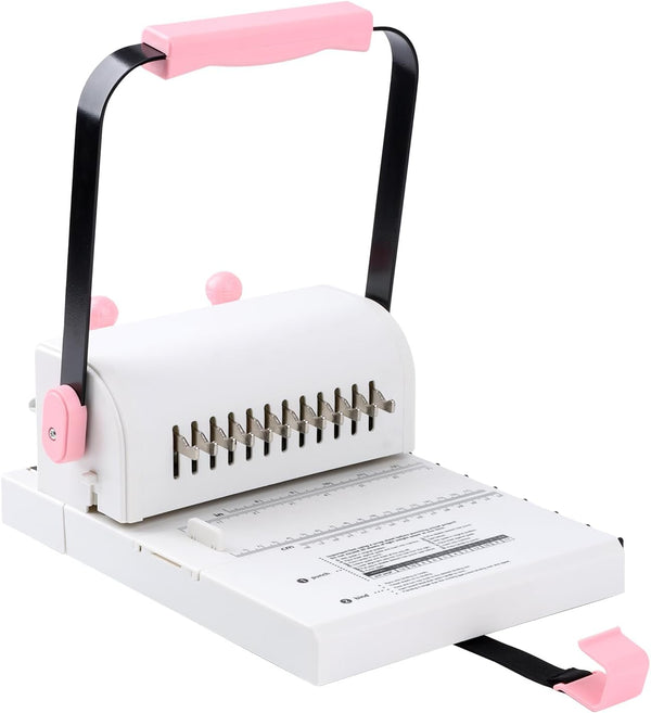 Cinch Book Binding Machine with Slide Ruler Compatible with Wire or Spiral Coils, Make Professional Thick Books,Notebooks,Calendars and More - White