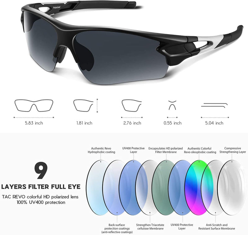 Polarized Sports Sunglasses for Men Women Youth Baseball Fishing Cycling Running Golf Motorcycle Tac Glasses UV400