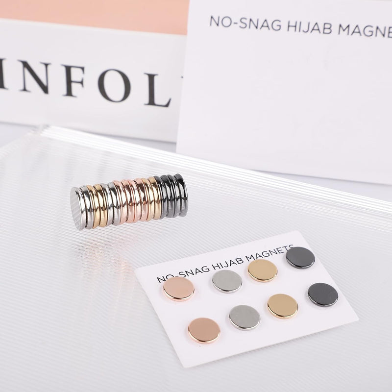 TERRIFI 8pcs Magnetic Hijab Pins, Strong Multipurpose Magnetic Scarf Clasps, No Snag Pinless Brooch Hijab Buttons for Women’s Clothing and Scarves, Oblate Style