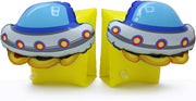FLOBO Kids Arm Bands 25x15CM Inflatable Floaties for Ages 3-6 Cute Swim Armbands in 9 Fun Designs (Unicorn, Dinosaur, Bear, Donut & More) Safe, Easy to Use, Pool & Beach Ready - Spaceship