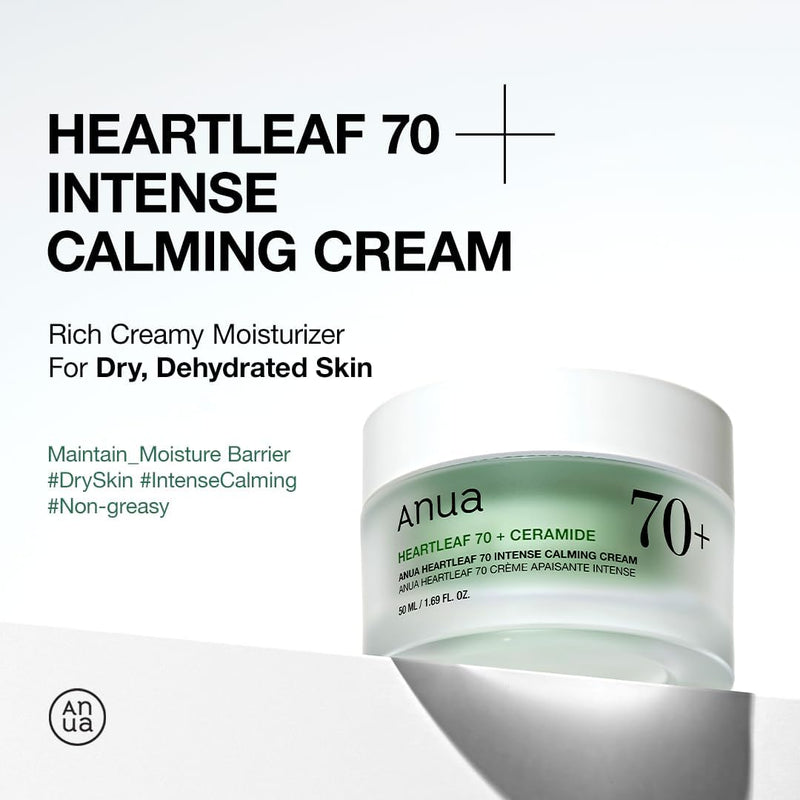 Heartleaf 70 Intense Calming Cream with Ceramide, Panthenol, Heartleaf extract, Korean Skin care - (50ml /1.69Fl. Oz) (Heartleaf Cream) - 1 count (Pack of 1)