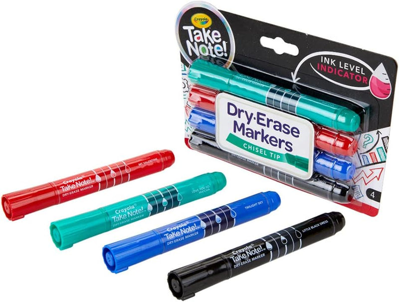 CRAYOLA Low Odor Dry Erase Markers, Fine Tip, 4 Count
