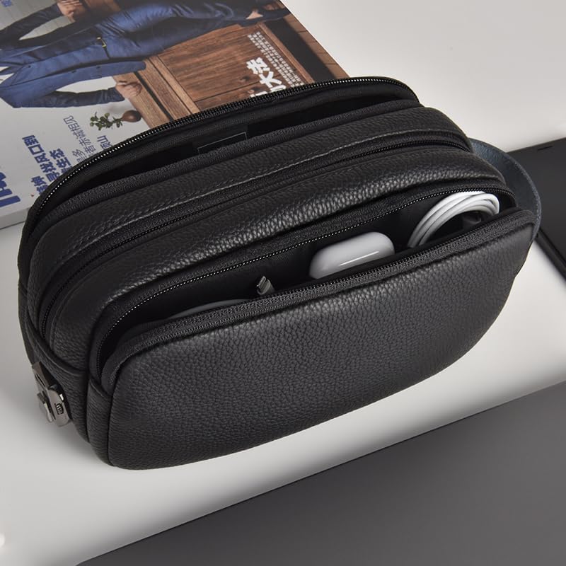 WIWU Salem Anti-Theft Travel Pouch - Black | Secure and Stylish Travel Organizer for Essentials | RFID Blocking & Water-Resistant | Ideal for Men & Women