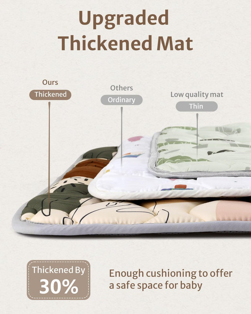 Baby Play Mats for Floor, 50x50 Play Mat for Playpen, Thicken Soft Padding Foam Playmats for Babies and Toddlers Infants, Foldable and Machine Washable Baby Crawling Mat, Boho Design