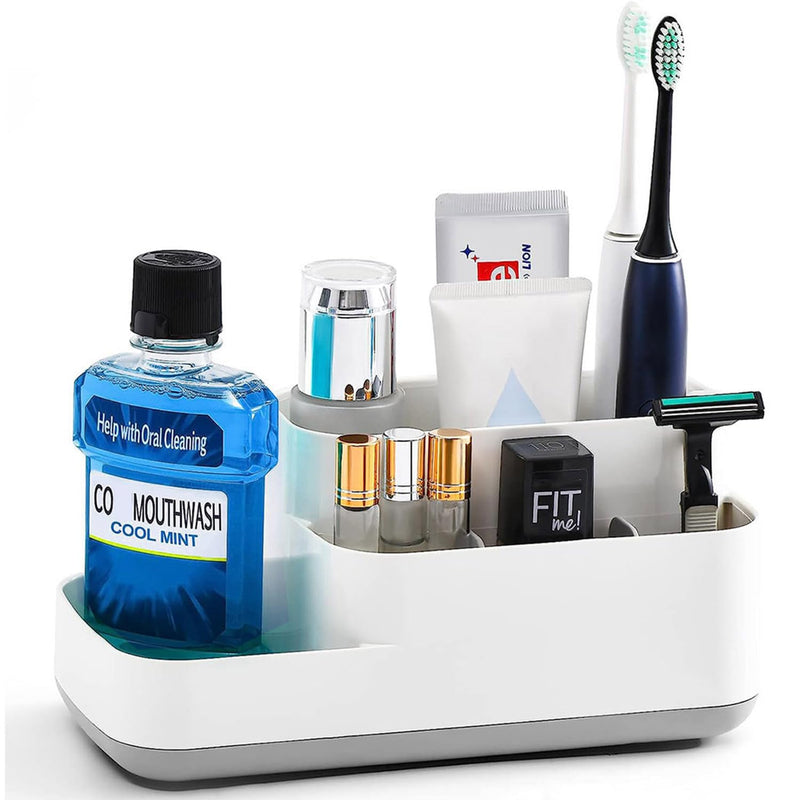 Toothbrush Holder for Bathroom, Bathroo,Countertop Organizer, 5 Slots Storage Organizer for Kitchen/Vanity/Office/Desk, Bathroom Accessories Storage for Toothpaste, Facial Cleanser, Comb, Razor