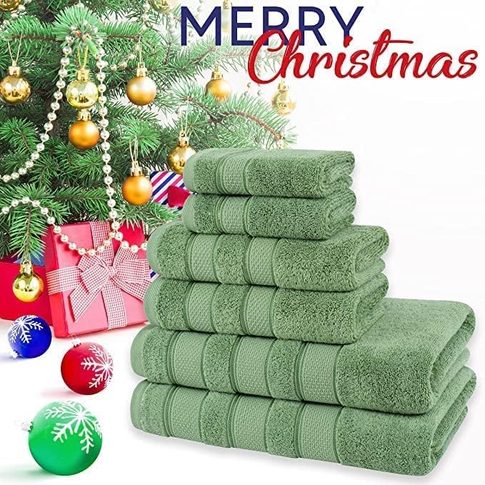 6 Piece Towel Set Luxury Hotel Quality 600 GSM 100% Turkish Genuine Cotton, 2 Bath Towels, 2 Hand Towels, 2 Washcloths, Super Soft & Absorbent - (Bright White, 6 Piece Towels)