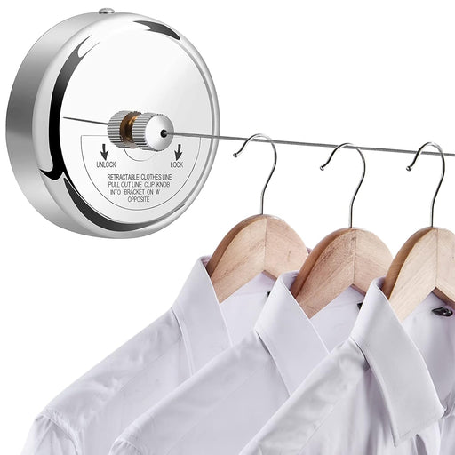 XBLDS Retractable Clothesline, 304 Stainless Steel Clothes Line Dryer with Heavy Duty Adjustable Stainless Steel Rope String for Hanging Drying Bathroom, Laundry, Hotel, Indoor & Outdoor, 2.8M