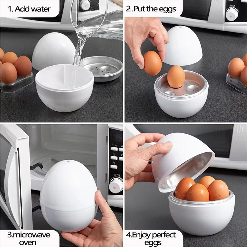 LENND Egg Cooker With 4 Egg Capacity, Microwave Hardboiled Egg Maker for Perfectly Cooked Eggs in Under 9 Minutes