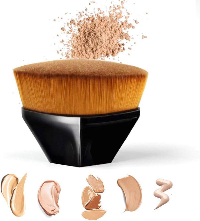MRIMAYA Flawless Foundation Brush Flat Top Liquid Powder for liquid makeup Blending Liquid, Cream or Flawless Powder Cosmetics with Bonus Protective Case (Black)
