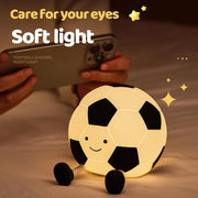 Football Night Light, Cartoon Football Lamp Squishy Silicone Nursery Night Light, 3 Level Dimmable Rechargeable Bedside Touch Lamp Nightlight, for Kids Bedroom, Office Decor Energy Class E