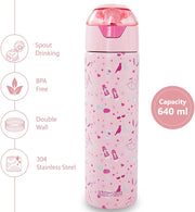 Insulated Stainless Steel Water Bottle w/Spray, Life 640ml - Pink