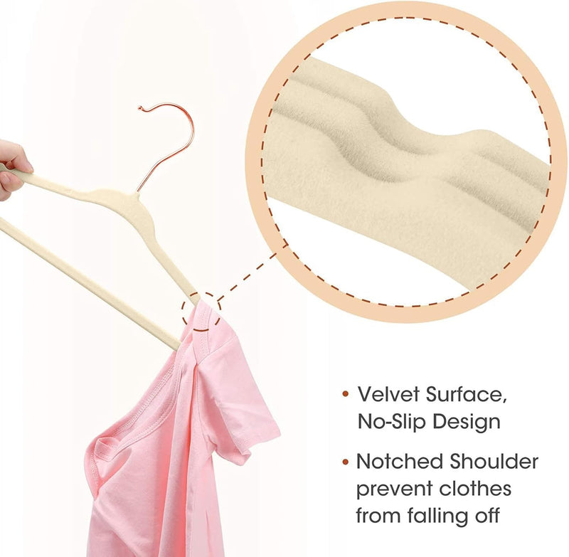 Red Dot Gift® Baby Velvet Hangers 11Inch/28cm - Nursery Clothes Hangers Non Slip Toddler Hangers, 360 Chrome Swivel Hook (White, 30)